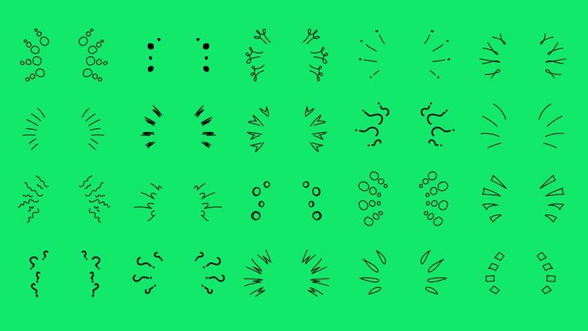 Hand-Drawn Animated Doodle Pack. Cute animation, Scribble Animation Bundle with Green Screen 