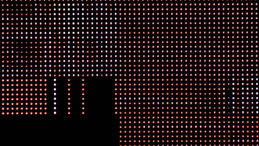 colourful pixelated glitching on led video screen