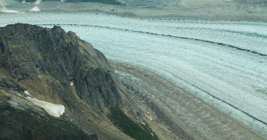 Flying above river formed by the melting waters of a glacier in Denali National Park, Alaska.