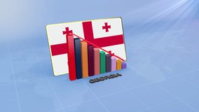 Georgia Flag with 3D Bar Graph and Red Downward Arrow Economic Crisis Concept - Powered by Shutterstock - Get 15% off with code: PIKWIZARD15