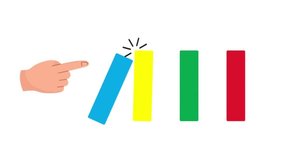 animation of a hand pushing one block and then knocking another block over, creating a domino effect - Powered by Shutterstock - Get 15% off with code: PIKWIZARD15