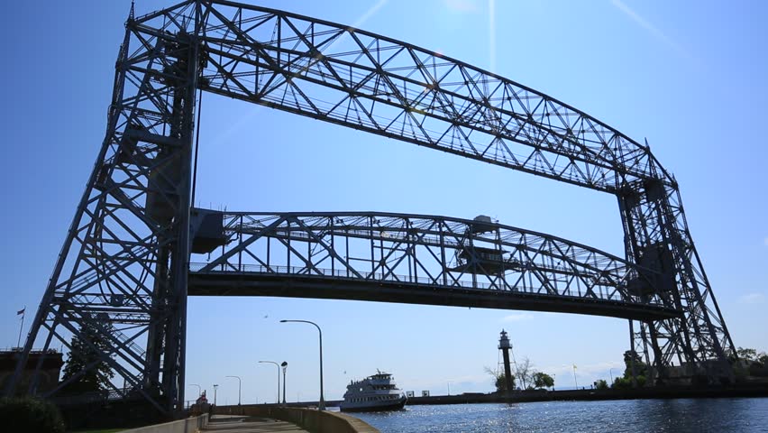 The Aerial Lift Bridge and the boat - Duluth, Minnesota