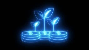 seedlings growing from coin stacks on black background, eco investment concept, green finance, sustainable growth - Powered by Shutterstock - Get 15% off with code: PIKWIZARD15