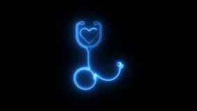 Stethoscope with love icon on black background, medical healthcare animation, hospital equipment symbol - Powered by Shutterstock - Get 15% off with code: PIKWIZARD15