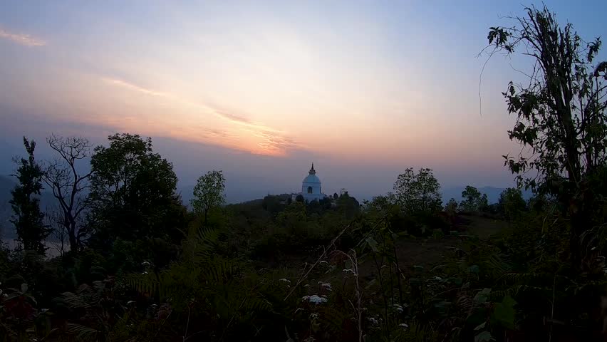 Landscape view of Sunrise over the Moutain in Pokhara, Nepal.
