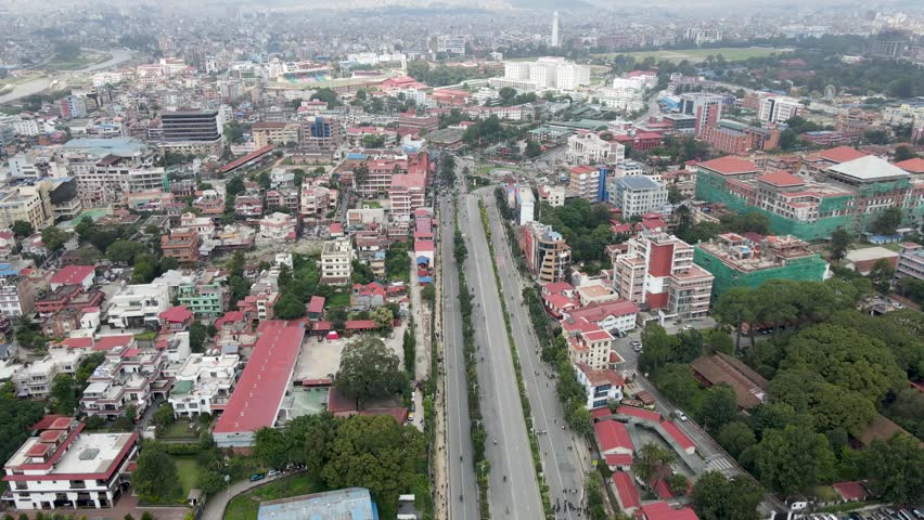 Aerial view of cityscape in Kathmandu, Nepal.