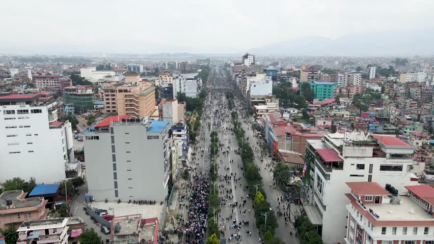 Aerial view of cityscape in Kathmandu, Nepal.