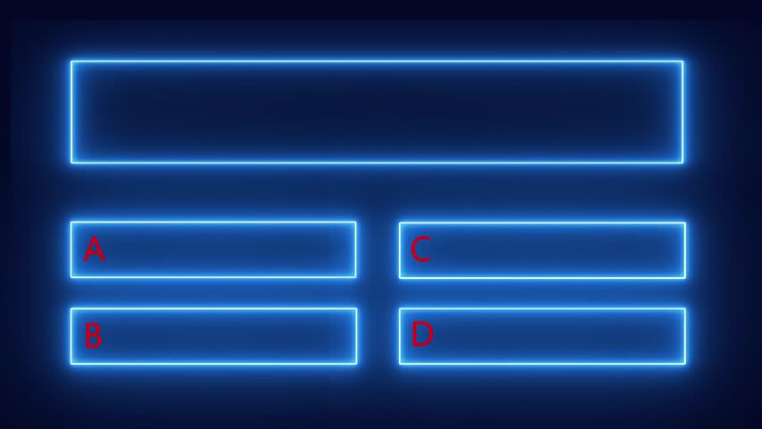 QnA Game Screen, Neon Trivia Template, Quiz with Answer Options, Animated Quiz Show, Multiple Choice Quiz Animation