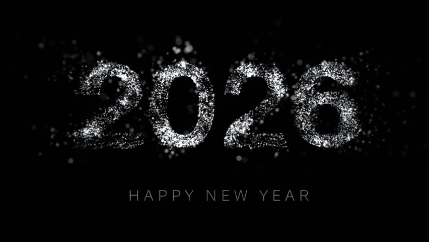 Happy New Year 2026 particle isolated transparent background, Alpha channel ready.