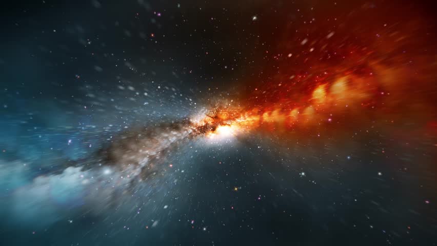 Loop Galaxy space travel glow blue orange nebula stars space travel cloud in deep space abstract sci fi background  . 4K 3D seamless loop Sci-Fi Space flight to glow energy gas dust cloud nebula. Gala