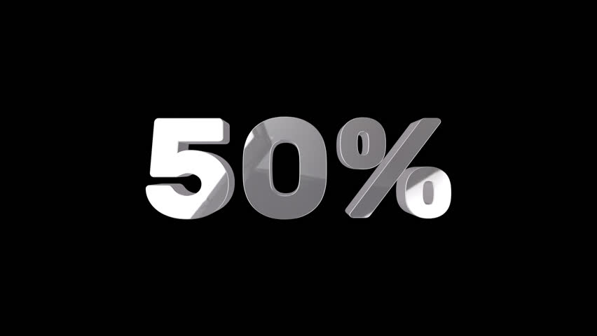 3D metallic discount text animation with bounce effect and shiny reflections. Perfect for Black Friday, holiday sales, online shopping ads, and promotional marketing videos.