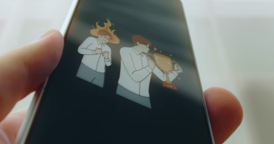 Man is angry and jealous of other persons success, presentation