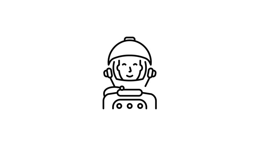 A linear style animated icon representing astronaut