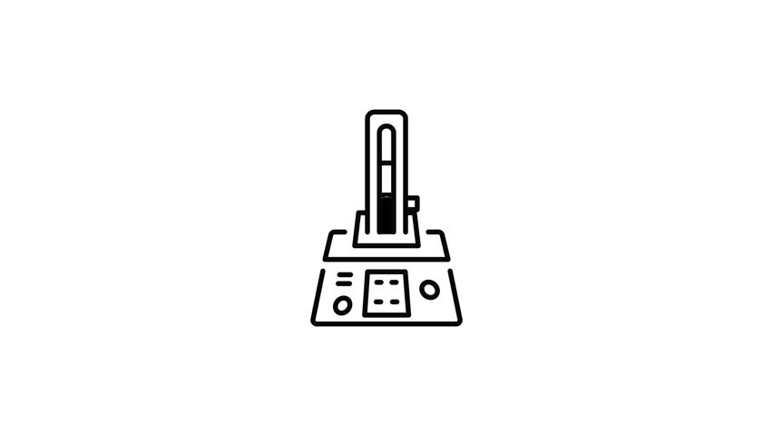 A linear style animated icon representing test stand