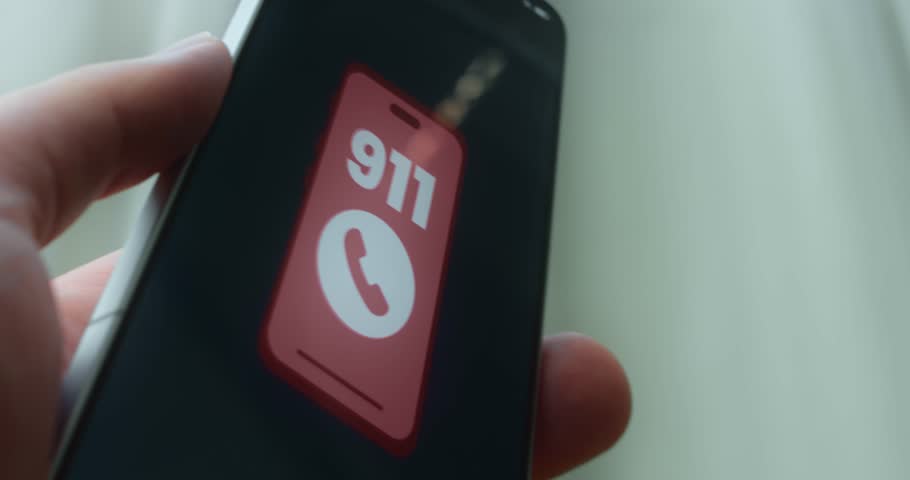 Smartphone with the emergency number 911, presentation