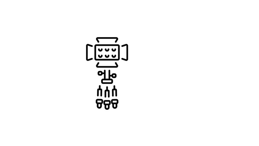 A linear animated icon representing a video light