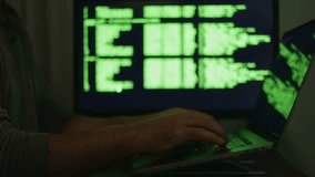 Tech analyst monitoring digital systems at night, tech analyst studying green matrix code on screen with neon glow, tech analyst working in dark room, suitable for corporate tech projects content. - Powered by Shutterstock - Get 15% off with code: PIKWIZARD15