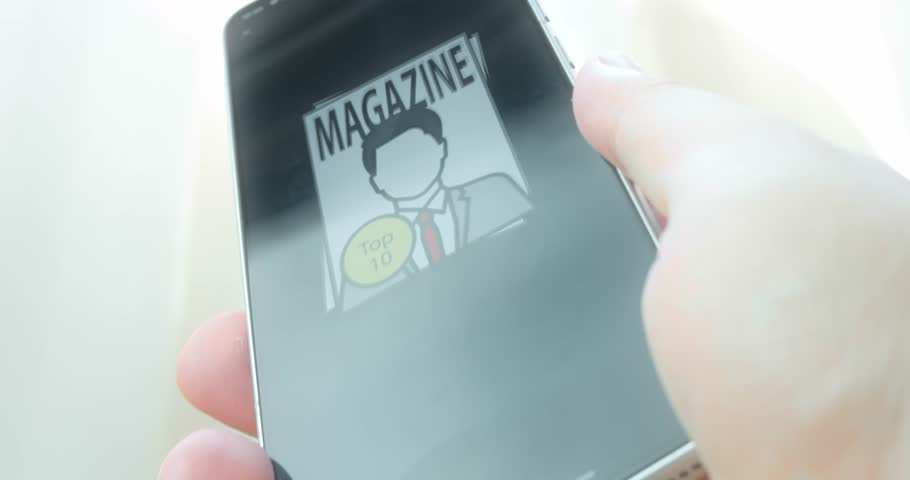 Magazine cover with illustration of a person in a suit and text Top 10, presentation
