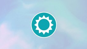 Number 80 Spinning Badge Countdown -   Solid Teal Central  Starburst Shape Iconic  Against Blue  Gradient  Wavy Wall Background - Powered by Shutterstock - Get 15% off with code: PIKWIZARD15