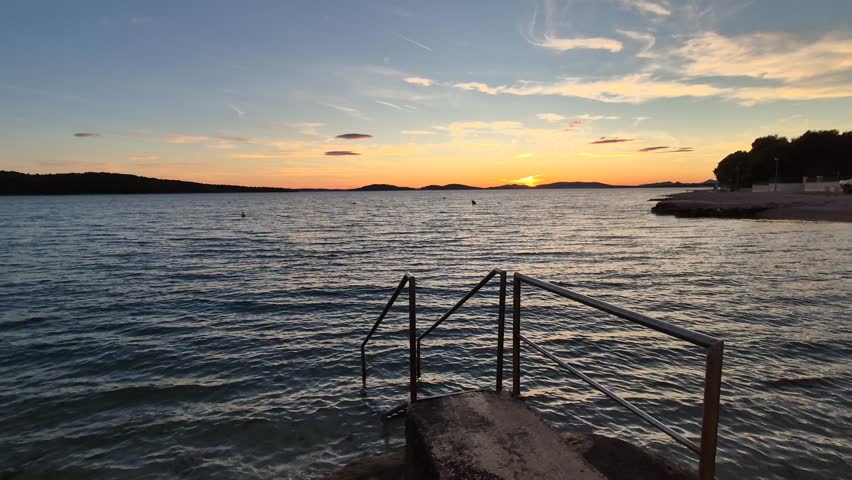 Beautiful summer sunset at sea in Croatia