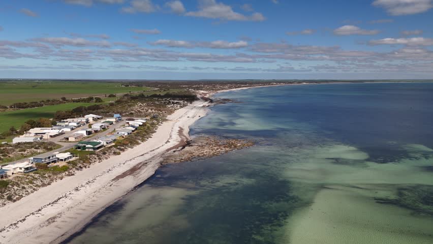 Hardwicke Bay, Yorke Peninsula, South Australia – 4K Aerial Drone Footage of Longbottom Beach, Coastal Houses, Estates, Farmland, Horseshoe Reef and Scenic Cove Along the Australian Coastline
