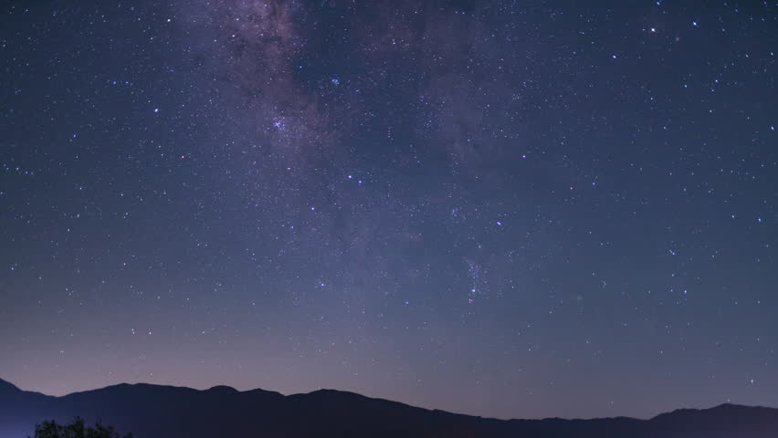 Star Trails of Milky Way Galaxy at 50mm in South Sky Above Sierra Nevada Mountains Astrophotography Time Lapse in California USA