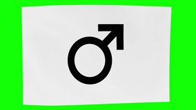 White flag in motion with a black and green chroma man symbol - Powered by Shutterstock - Get 15% off with code: PIKWIZARD15