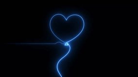 Glowing blue neon heart with pulsing electrocardiogram line, seamless looping animation symbolizing health, love, and digital connection on a dark background - Powered by Shutterstock - Get 15% off with code: PIKWIZARD15