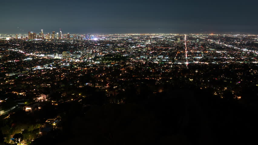 Los Angeles Panorama Night Skyline Time Lapse California USA
