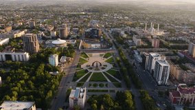 Aerial View Of Memorial Eternal Flame At Victory Square In Bishkek, Kyrgyzstan. - Powered by Shutterstock - Get 15% off with code: PIKWIZARD15