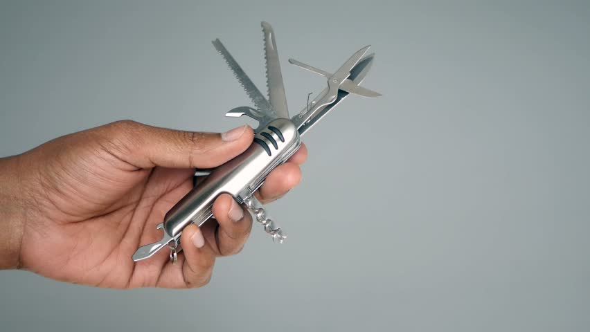 Handheld multi-tool showcases various functions and features