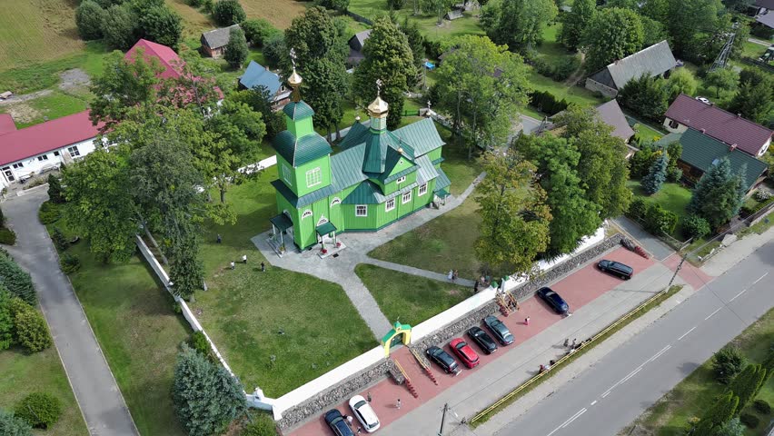 Wooden Orthodox church in Trzescianka, Poland.