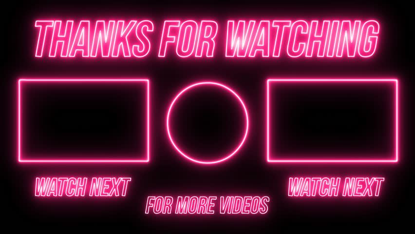 Animated end screen for youtube, with neon style. 