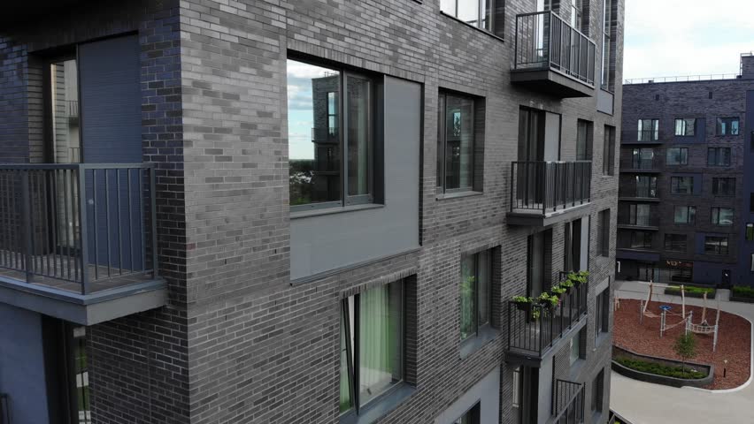 Residential complex in Russia. Aerial drone view