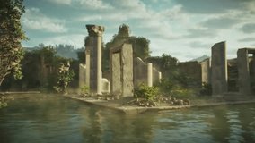 Gateway of time beside the calm river rendered using 3Ds Max. Video background for relaxing music and desktop wallpaper  - Powered by Shutterstock - Get 15% off with code: PIKWIZARD15