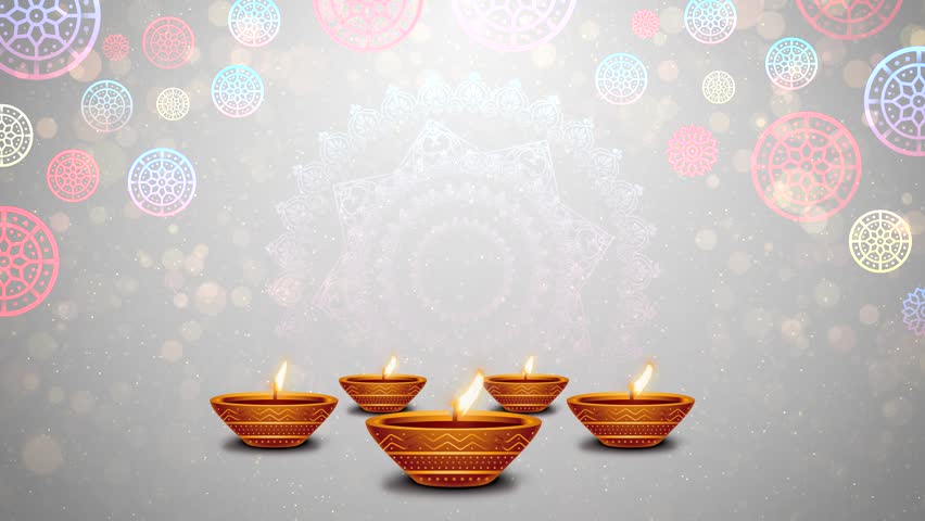 Happy diwali greeting motion background with diya lamp. Happy deepavali animation.