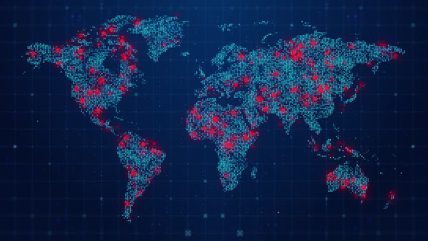 Digital World Map Animation – Global Data Hotspots and Network Monitoring Background Loop - Powered by Shutterstock - Get 15% off with code: PIKWIZARD15