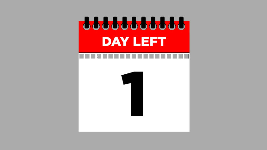 12 days left calendar page torn or flip 2D animation, motion graphics running numbers counting days, 12 days to go, 4K HD video with Transparent Background video.