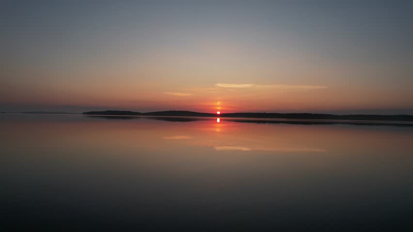 Beautiful sunset in finland on the lake saimaa.