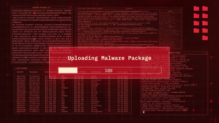 Malware Upload and Installation Progress – Cyber Security Hacking Console Animation Background