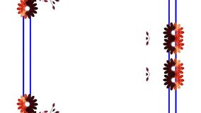 An autumn-themed floral frame. Orange and brown flowers decorate a white background with blue lines. - Powered by Shutterstock - Get 15% off with code: PIKWIZARD15