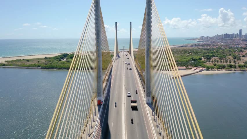Aerial view of the presidente costa e silva bridge in aracaju, brazil