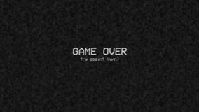 Retro Game Over screen in VHS style with black background - Powered by Shutterstock - Get 15% off with code: PIKWIZARD15