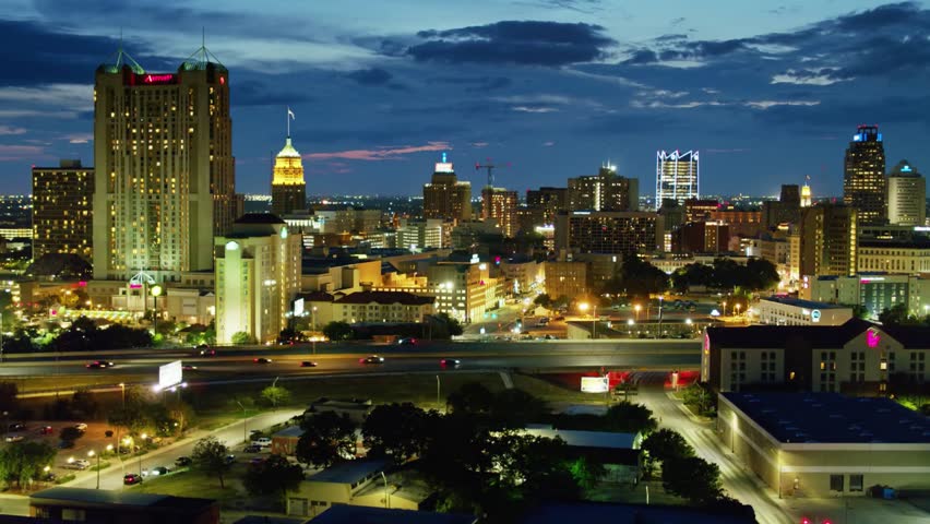 The san antonio skyline sparkles at night, reflecting the citys vibrant energy
