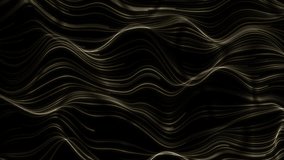 Abstract gold waves pattern, Seamless Loop. Wavy lines of yellow shiny copper wiring. Gold liquid moving background on deep dark background. Waveform Seamless Looped 4k 60fps. Gently flowing golden - Powered by Shutterstock - Get 15% off with code: PIKWIZARD15