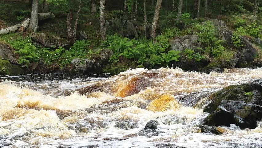 Meyer’s Falls waterfall cascading over rugged rock ledges in Florence County, Wisconsin, surrounded by lush forest scenery and flowing water in a natural setting.