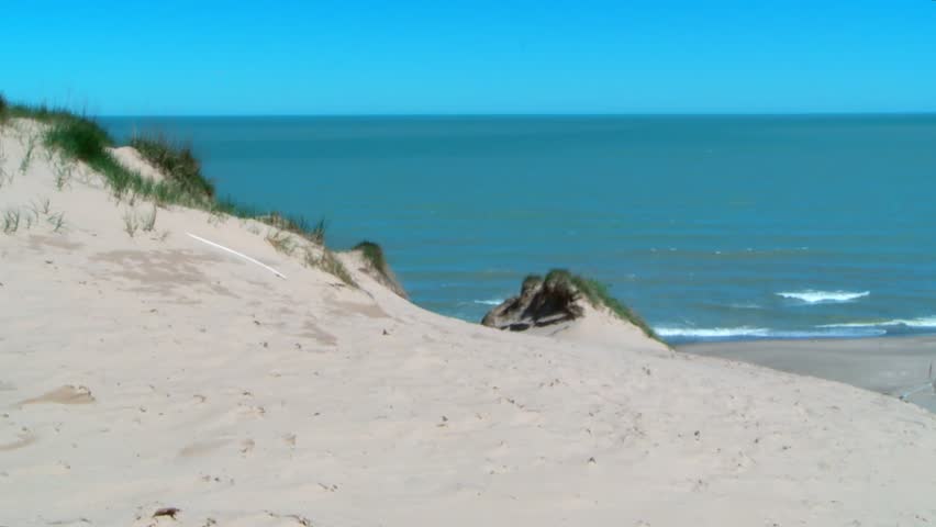 White Sandy Shores Of Indiana Dunes State Park In The United States. Static Shot