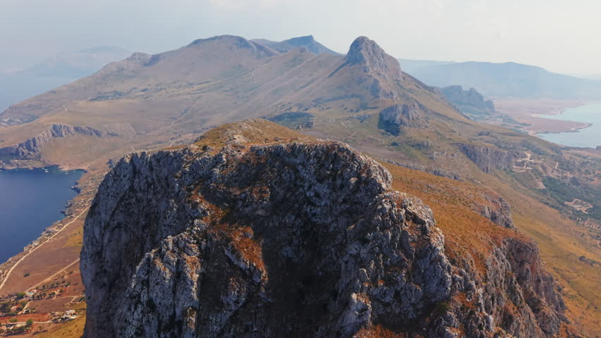 Aerial view of rocky peak in San Vito Lo Capo, Sicily, showcasing nature