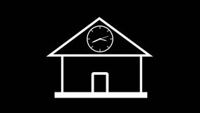 House with clock black background, home time management symbol, lifestyle schedule balance, real estate design and family routine - Powered by Shutterstock - Get 15% off with code: PIKWIZARD15