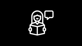 An icon depicts a woman reading a book with a speech bubble, suggesting communication or thought. - Powered by Shutterstock - Get 15% off with code: PIKWIZARD15